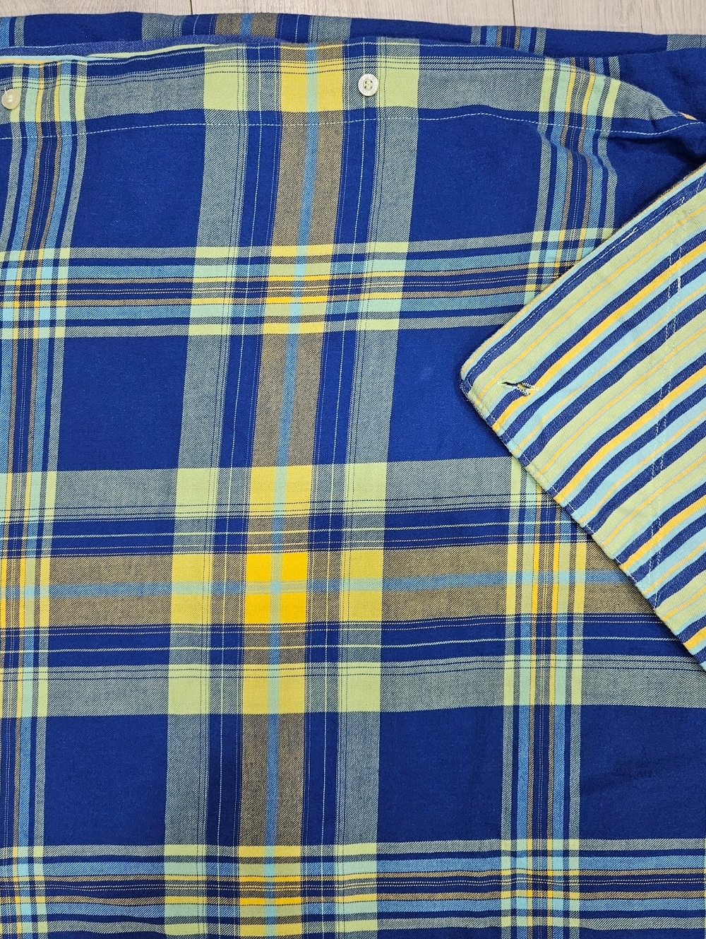 VTG Tommy Hilfiger Bright Blue Green Yellow Plaid Stripe Cotton TWIN Duvet Cover